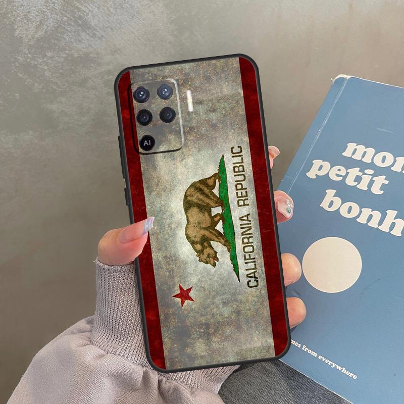 California Flag Case For Oppo A60 A40 A80 A18 A38 A58 A78 A98 A16 A76 A96 A15 A17 A77 A74 A94 A54 A57S Cover