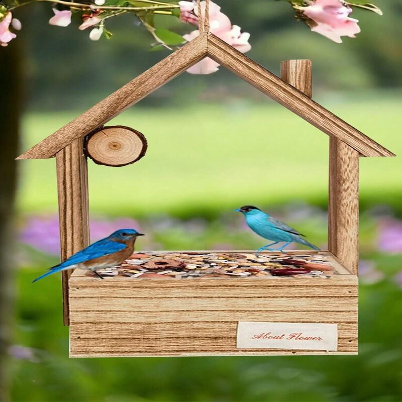 2024 New Wooden House Bird House Bird Feeder Bird Nest Simulate the time when the bird is in the natural ecological environment