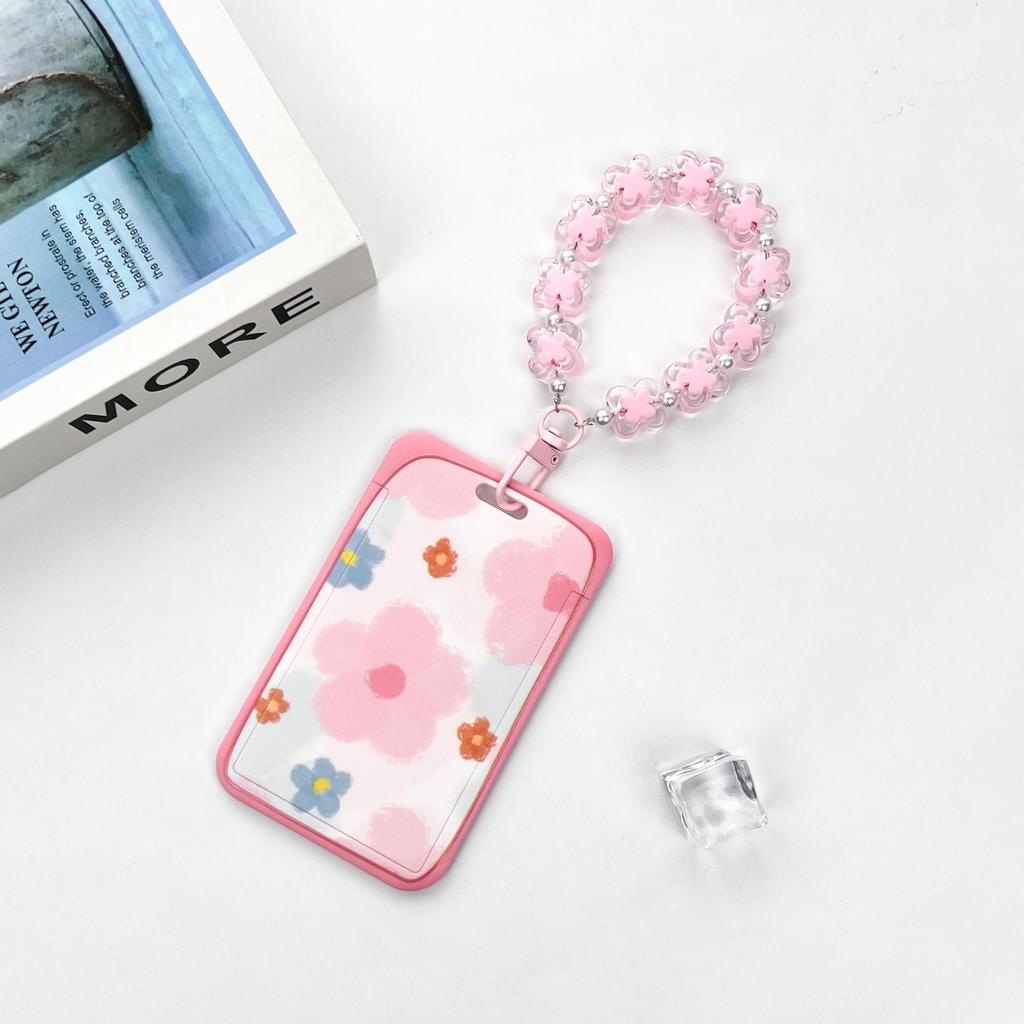 Ins Student Id Card Holder with Lanyard Slide Cover Transparent ABS School Card Cover Game Cards IC Card Protective Cover