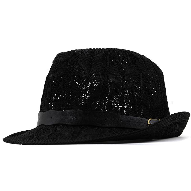 Vintage Hollowed Men Panama Hat Men Cotton Fedora Male Sun hat Women Summer Beach hat Chapeau dad Jazz Trilby Cap Sombrero