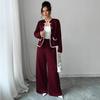 Chic Red Slimming Women's Suit: French-Korean Style