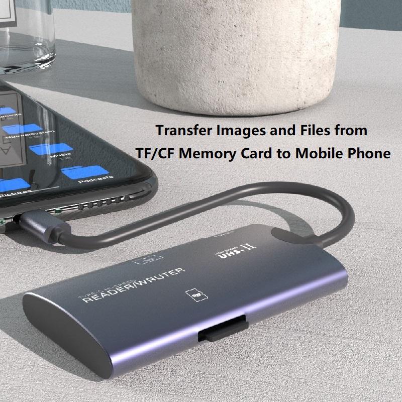 TF CF Memory Card Reader 2 in 1 USB Type-C to CF Micro SD Card Adapter for Compact Flash iPhone 17 16 15 Samsung Realme Etc 3