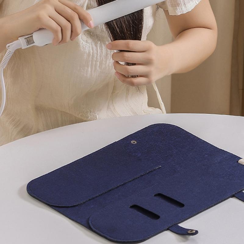 Easy Carry Portable Hanging Felt Storage Bag With Thermal Protective For Hair Curling Iron Travel Organizers