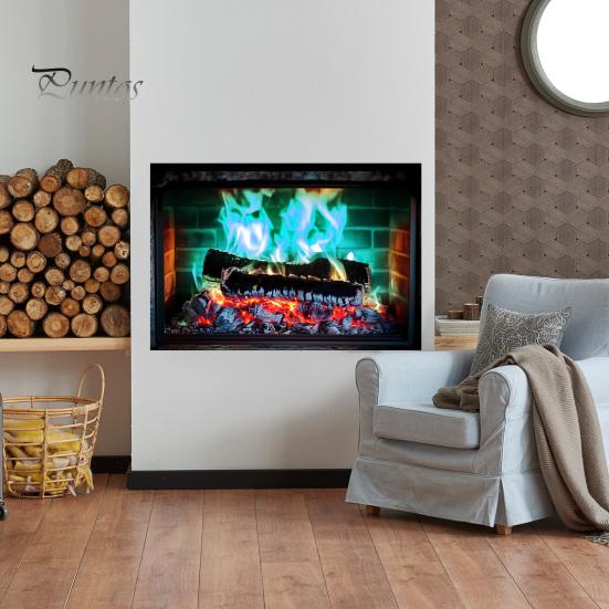 Removable PVC Wall Decor Fireplace Flame Decal, Vintage European Background Sticker, Self-Adhesive Decal Waterproof Mural for Living Room Dining Space