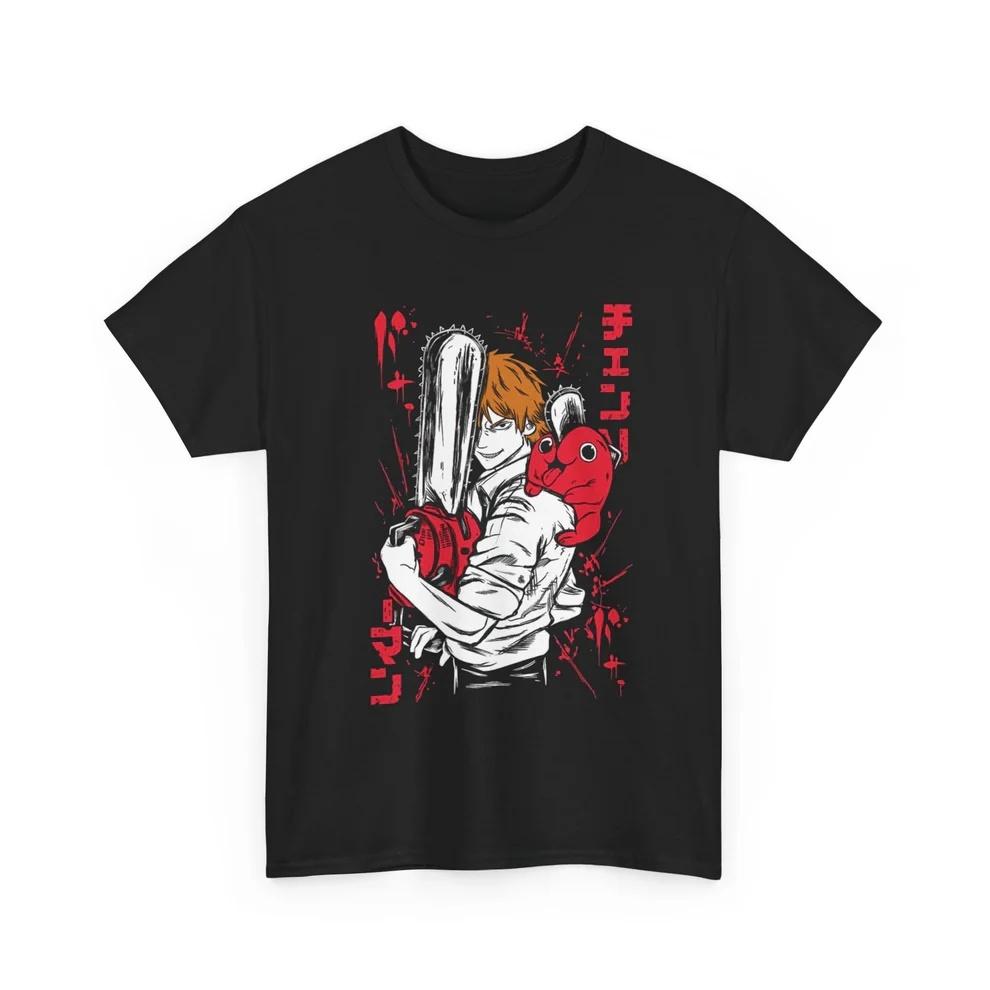 Chainsaw Unisex Denji Pochita Pure Cotton Tshirt for Unisex and Women Anime Style Fashion Comfortable Casual Short Sleeved Tshirt 4XL