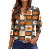 Women's Casual Fashion V-neck Loose Versatile Halloween Print Three-quarter Sleeve Top