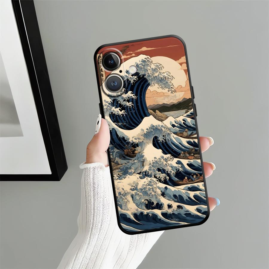 Funda Phone Cover Case for Apple iPhone 17 Pro Max Air 14 11 16 15 Pro 7 8 13 XR XS MAX 12 Cartoon Wave