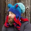 Handmade 2024 Fall/Winter Rainbow Dopamine Octopus Crochet Hat