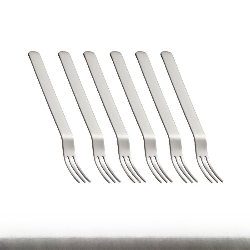 High Appearance Stainless Steel Fruit Fork Set with Stand Reusable Dessert Fork Three Toothed Portable Cake Fork Cake