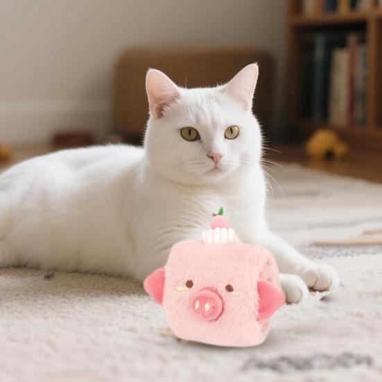 Cat Toys Cute Roll Plush Doll Cartoon Bite-Resistant Interactive Toy for Small Medium Dogs Built-in Rattle Paper Safe Skin-Friendly Pet Toy