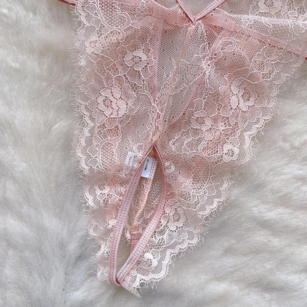 Mesh Sexy Lace Camis Nightwear Rompers Women Solid Hollow Out Open Crotch Lingerie Playsuits Female Backless Sheer Sensual Slim Bodysuits 2024