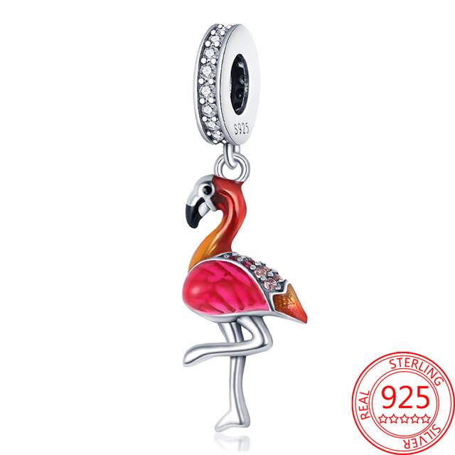 925 Sterling Silver Kanin Morot Uggla Orm Flamingokrabba Familjeträd Dinglar Charm Passar Original Armband & Armband Charm Pärlor