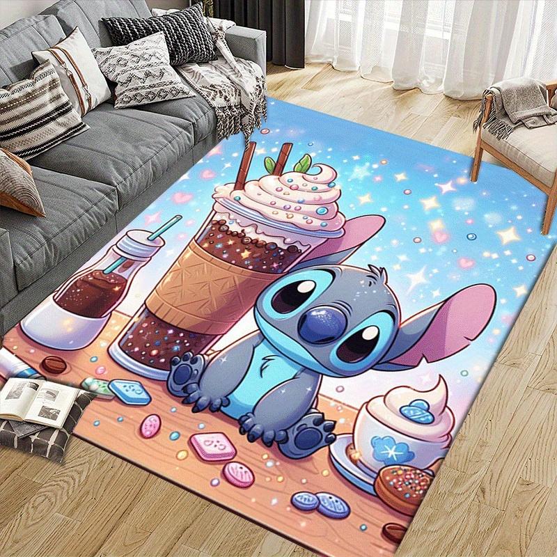 1pc Cute Stitch Pattern Area Rug Soft Flannel Floor Mat for Living Room,Office,Bedroom and Carpet,Sofa Coffee Table Floor Mat