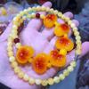 Pendentif en cire Cœur de Pêche sur Collier Jaune Ambre