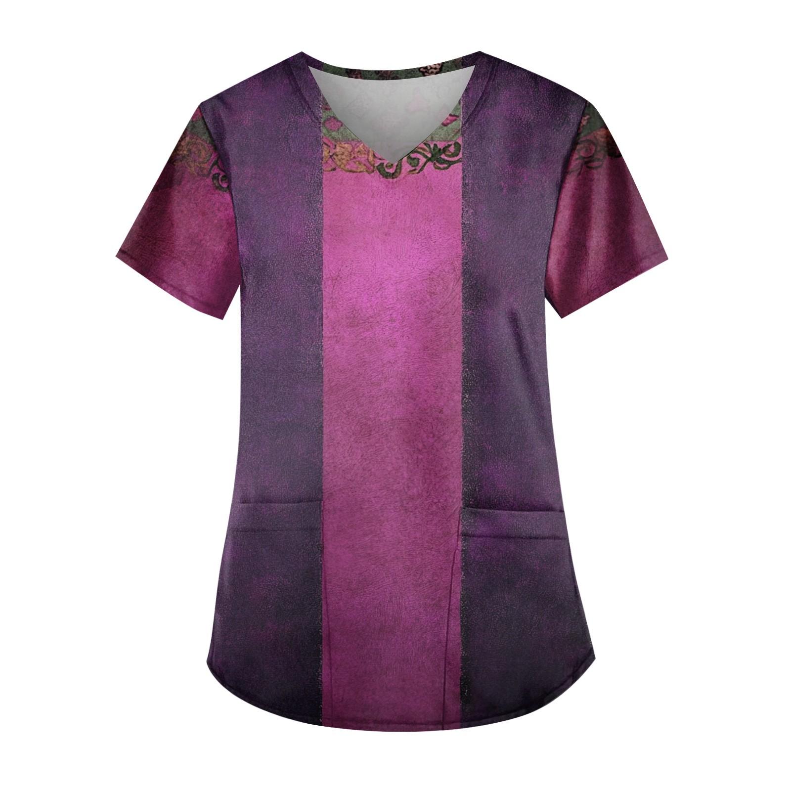 

Женские модные повседневные топы с v-образным вырезом и защитная спецодежда с принтом XL фиолетовый