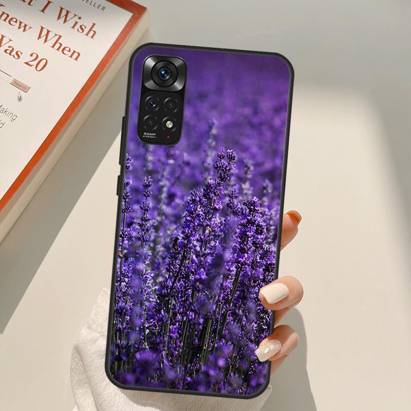 Lavender Purple Flower Case For Xiaomi Redmi Note 11 10 9 8 Pro Note 11S 10S 9S 8T K50 K40 9A 9C 10A 10C Cover