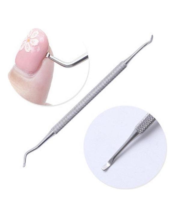 Correcteur de doigt d'orteil à rainure argentée, poussoir à cuticules, dissolvant en acier inoxydable, outils de manucure pour ongles