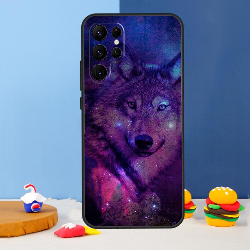 Animal Wolf Galaxy Phone Case For Samsung Galaxy S24 S25 Ultra S9 S10 S20 S22 S21 S23 Plus S24 FE Cover Coque
