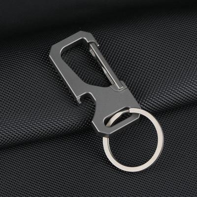 Titanium Alloy Men's Springless Keychain Pendant Keyring Waist Hanger