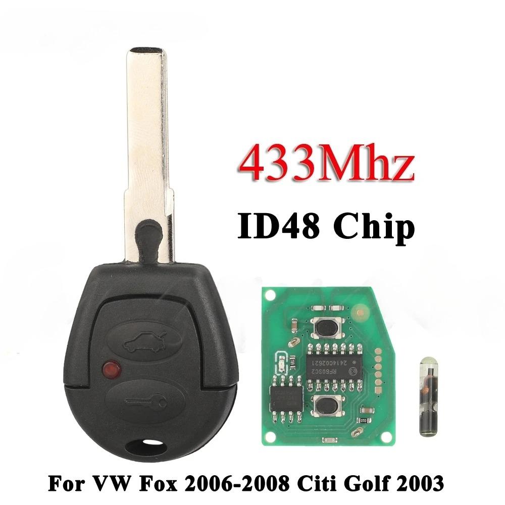 

2 кнопки Пульт дистанционного управления Бесключевой доступ Ключ от машины 433 МГц Чип ID48 Для VW Fox 2006-2008 Citi Golf 2003 4Z0959753C Авто Брелок Управление