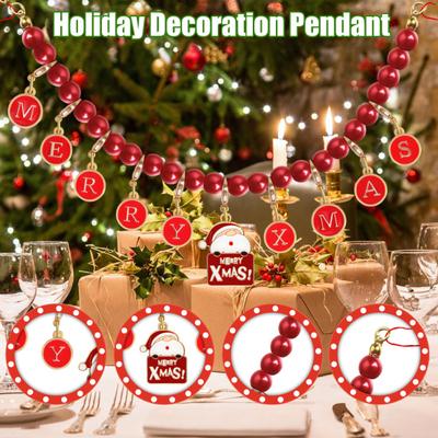 Christmas Bead Garland Merry Christmas Holiday Bunting Garland Vintage Enamel Bead Decoration for Home Tree Decor