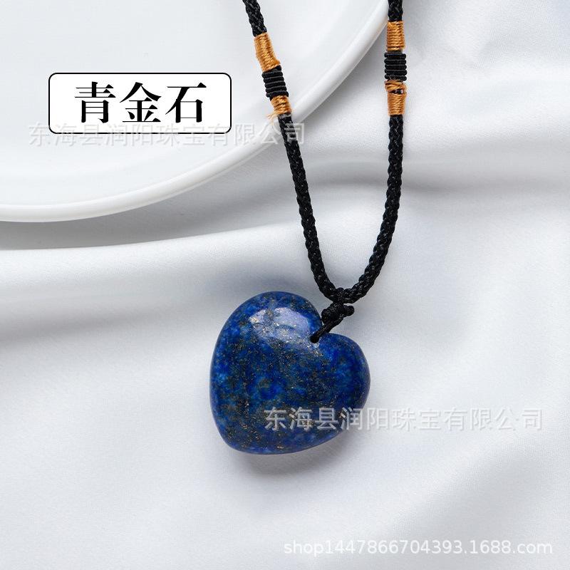 Natürlicher Kristall Liebesanhänger, Achat Halbedelstein 3cm Pfirsichherz Halskette herzförmiger Schmuckanhänger, Fabrikmode