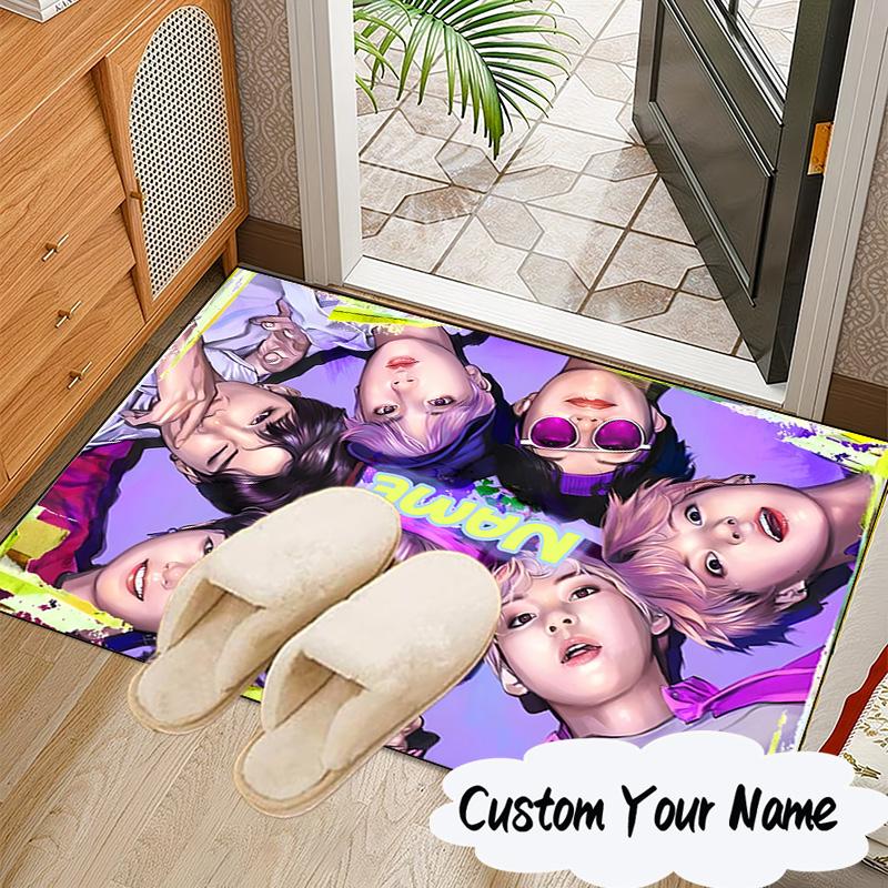 Custom Name Kawaii Stars K-pop Carpet, Chair Rug,Area Rug for Office Bedroom living rooms bedroom, Doormat decor Christmas fan gifts