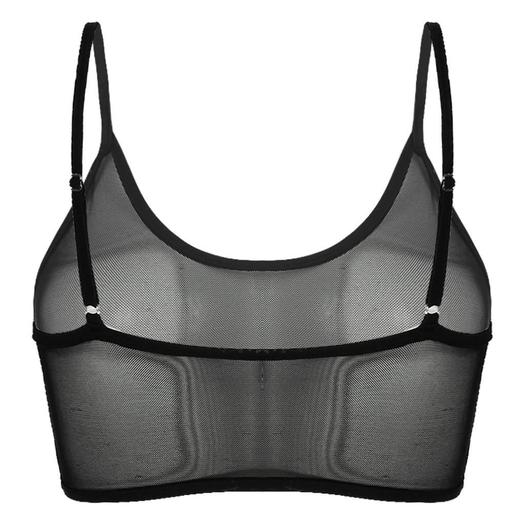Women‘s Sheer Mesh Camisole Crop Top S-5XL: Adjustable Spaghetti Straps Sleeveless Vest for Party Club Night Out