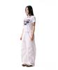 AAKAM Knee Pin-Tuck Printed Denim Pants (White)