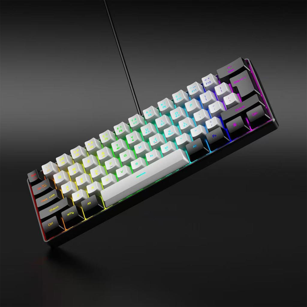 2025 New Mini 60% Compact Wired Keyboard 61 Keys RGB Backlight Membrane Keyboard For Windows PC Office Laptop Computer