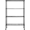 Storage Shelving Unit with Wheels, 4-Tier Adjustable, 700 lbs Capacity, Heavy Duty Garage Shelves Metal Organizer Wire Rack, Black, 47.2" L x 17.7" W
