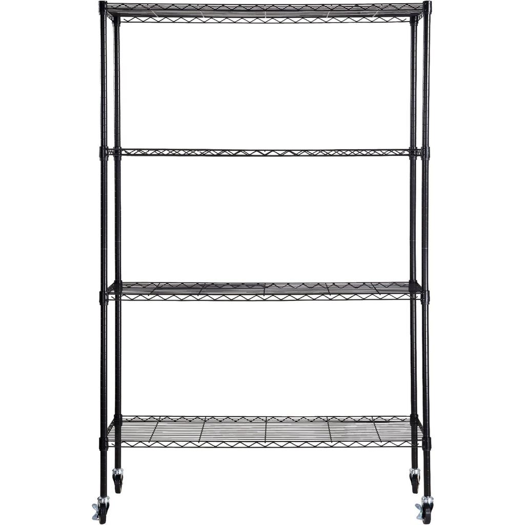 Storage Shelving Unit with Wheels, 4-Tier Adjustable, 700 lbs Capacity, Heavy Duty Garage Shelves Metal Organizer Wire Rack, Black, 47.2" L x 17.7" W