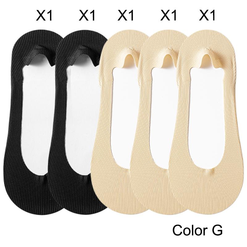 5 Pairs Women's Socks Summer New Ice Silk Breathable Slippers Socks Invisible Solid Color Seamless Non-slip Socks Ladies Comfort
