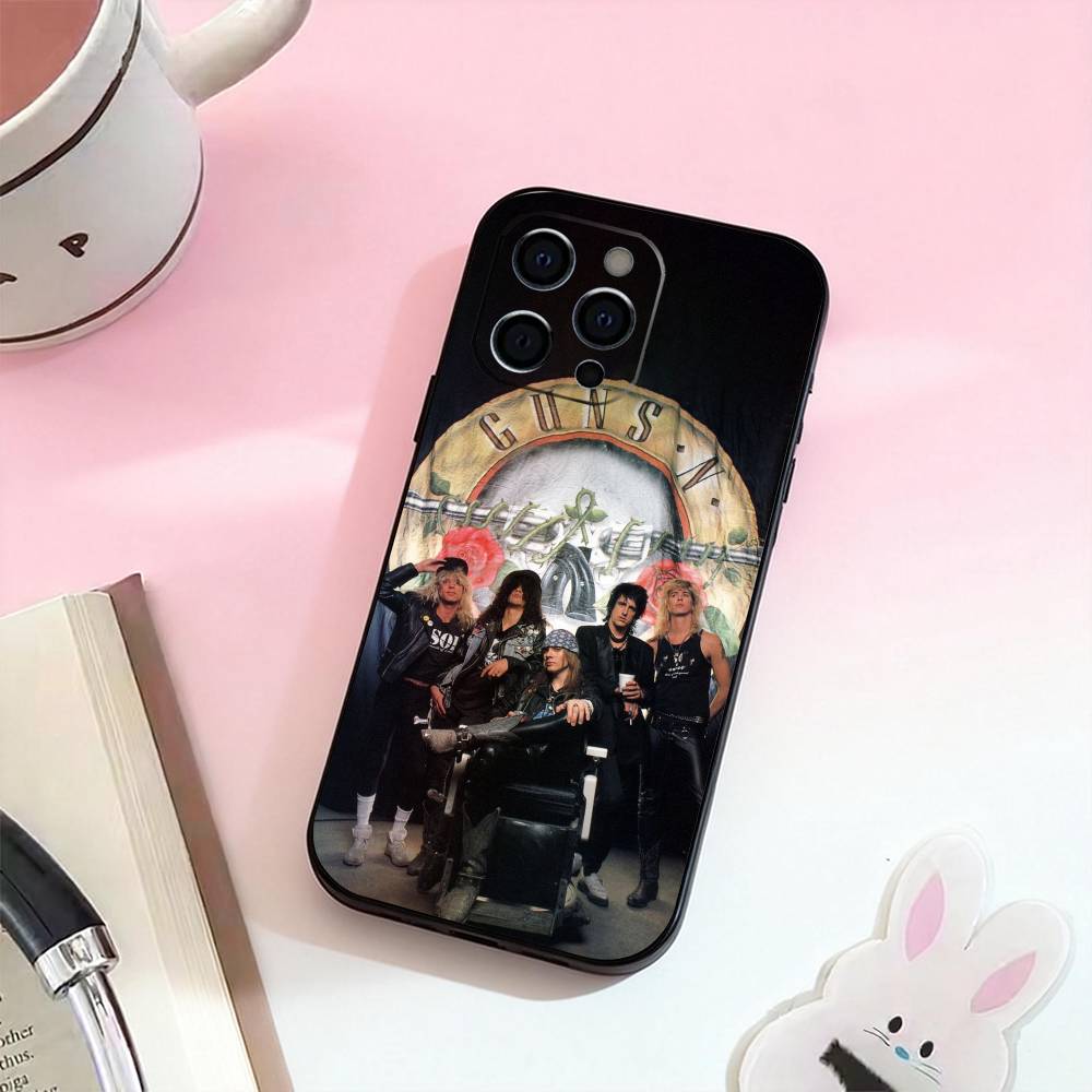 Band G-Guns N Roses    Phone Case For iPhone 17,16,15,14,13,12,11 Plus,Pro Max,Soft Silicone Black Cover