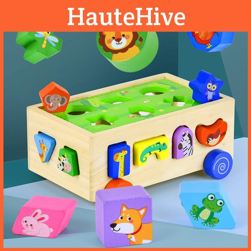Wood Shape Geometric Matching Animal Toy For Early Learning Childrens Gifts