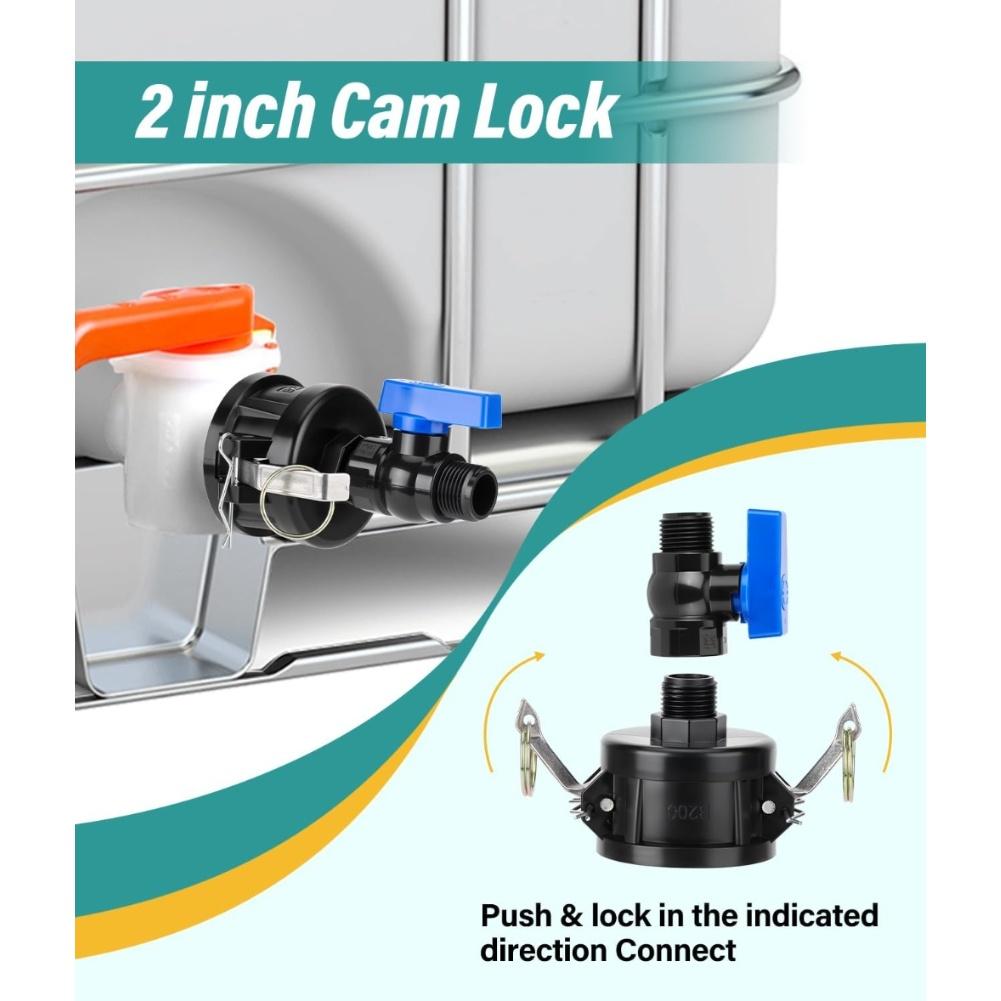 Cam Lock Fitting IBC Tote Adapter Garden Irrigation Thick Silicone Gasket Cam Lock Fittings 2 Cam Lock Fitting, 3 4 GHT
