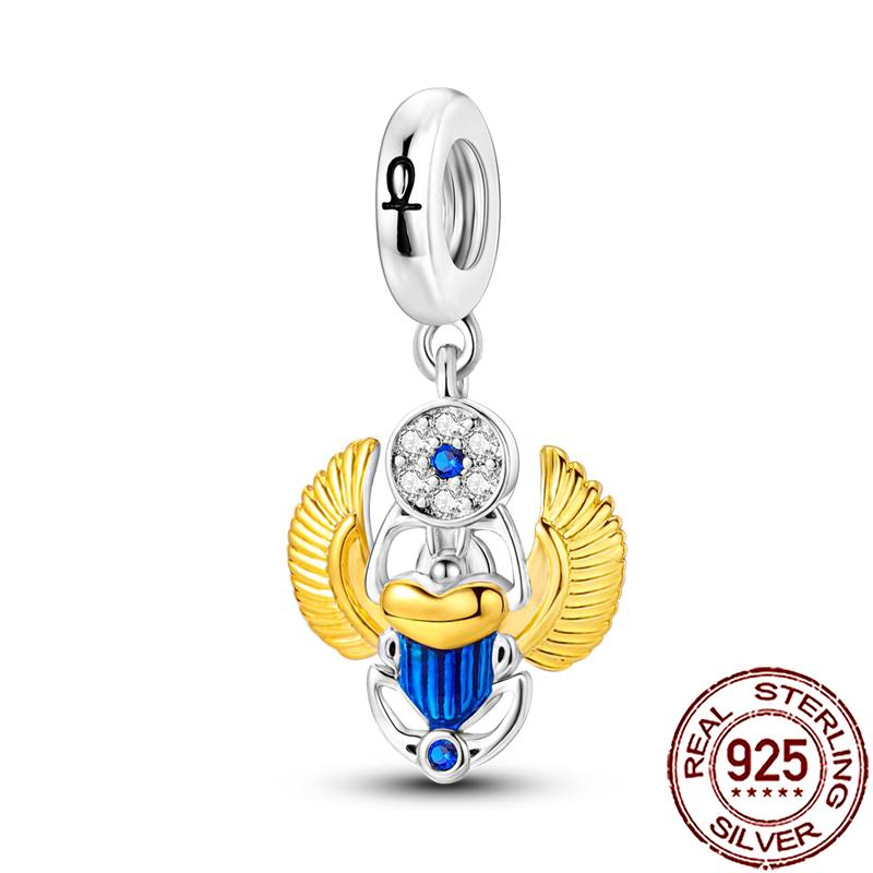 Charms Copper Angel Crucifix Cross Dangle Religious Beads Fit Snake Chain Bracelet Necklace Women Diy Jewelry