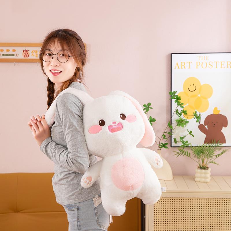 Niedliche fette Kaninchen Plüschtier Puppe weißes Hasenpuppe Großohrkaninchen Bett Schlafkissen Geburtstagsgeschenk