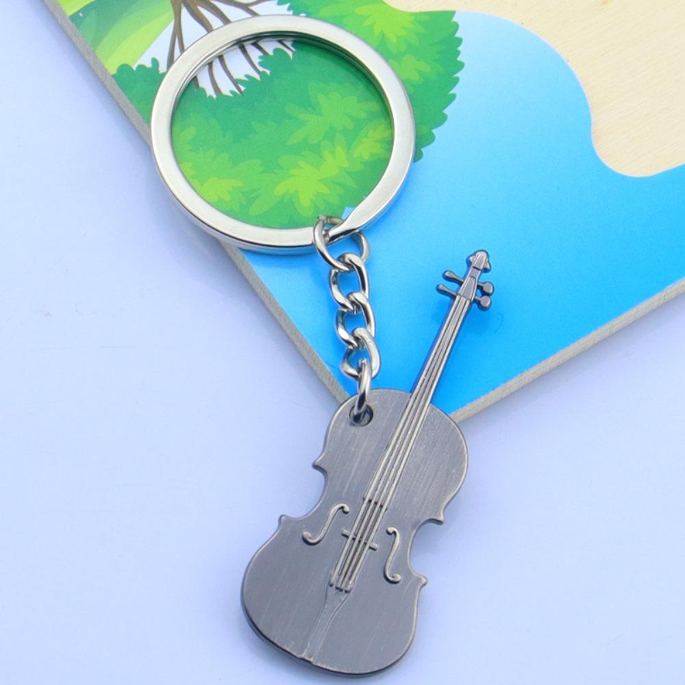 Metal Guitar Key Chain Classical Musical Instrument Pendant  Musician Jewelry