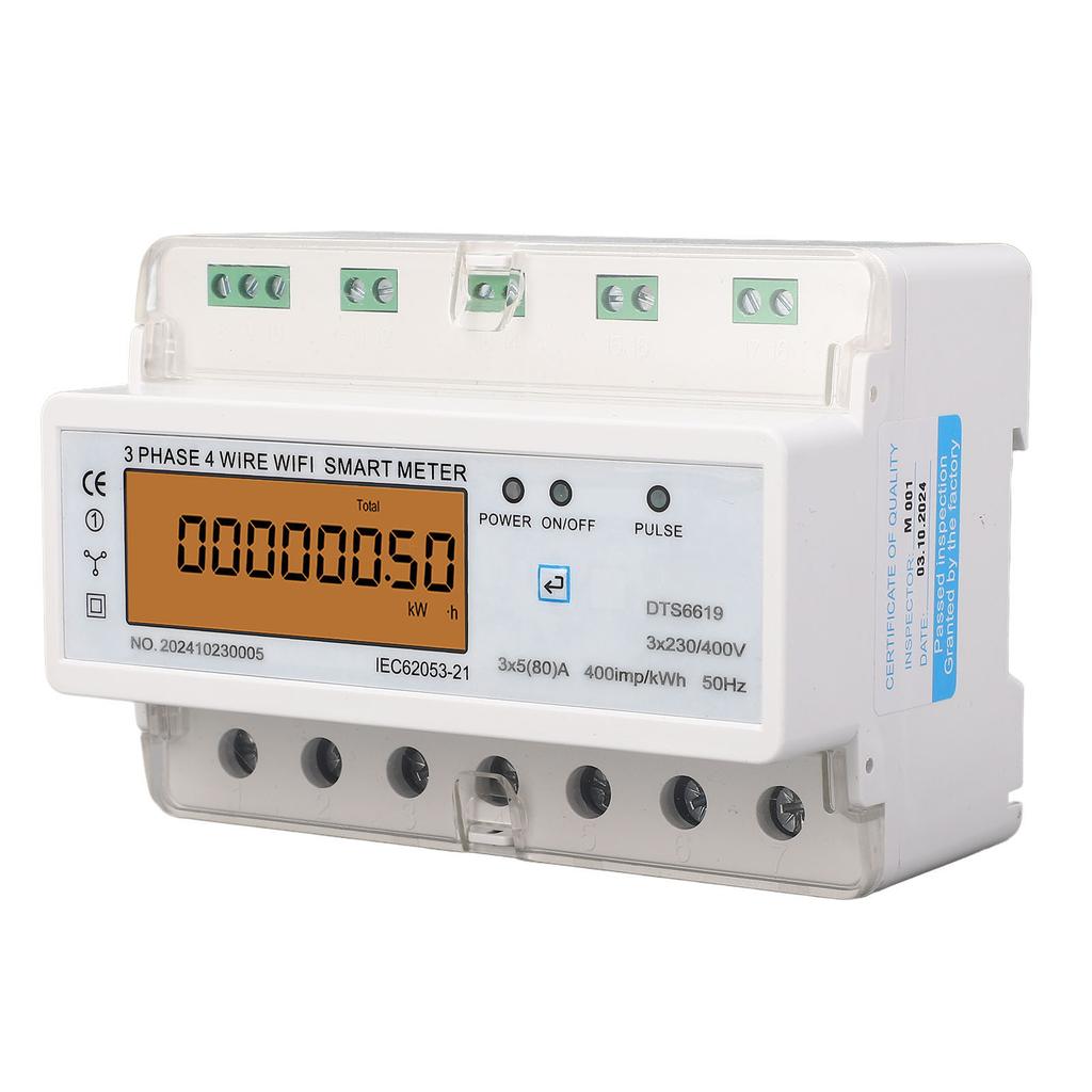 WiFi Smart Energy Meter 3 Phase 4 Wire APP Remote Monitoring DIN Rail Smart Power Meter with Switch 