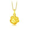 Vietnamese Sand Gold Kitten Paw Pendant Necklace, Gold-Plated Copper, Cute Cartoon Design for Girlfriend