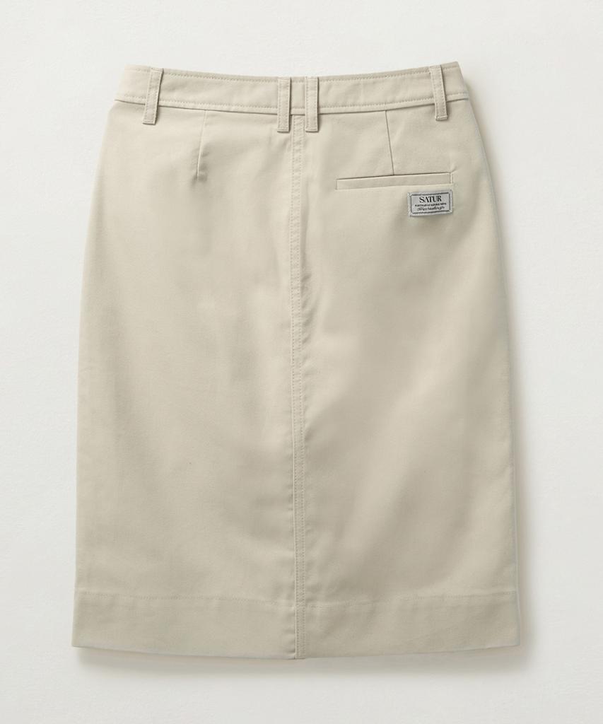 Seteo (W) Cotton Pencil Slit Skirt Natural Beige