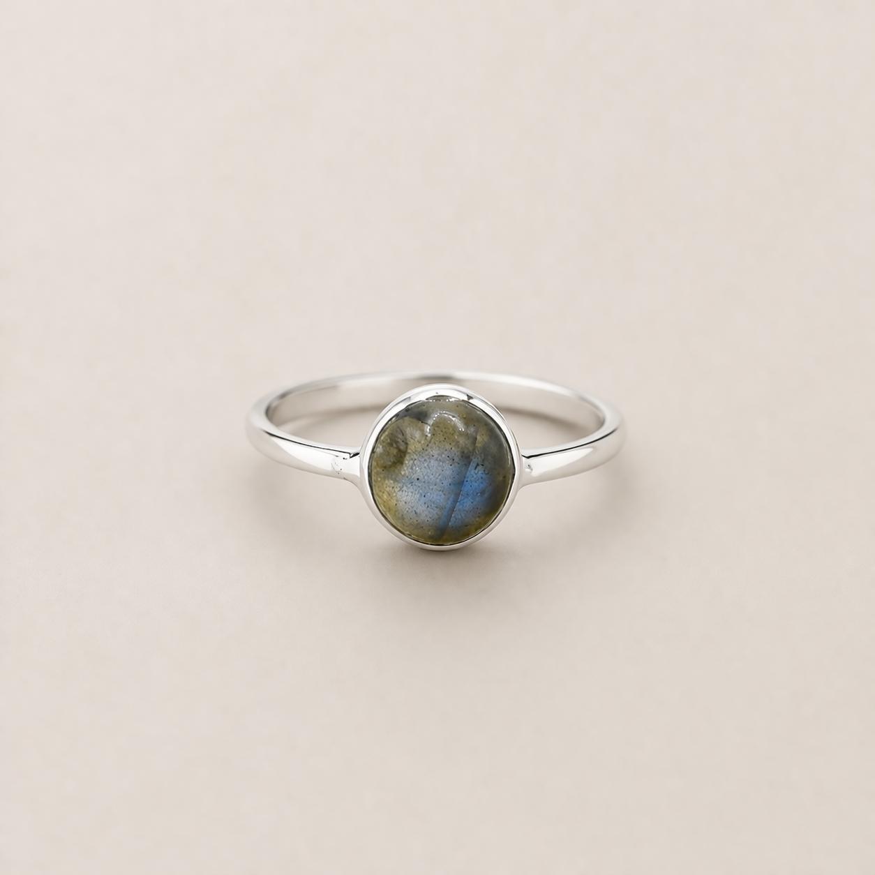Labradorite Round Ring, 925 Sterling Silver Bezel Ring, Boho Gemstone Statement Jewelry 4 серебряный