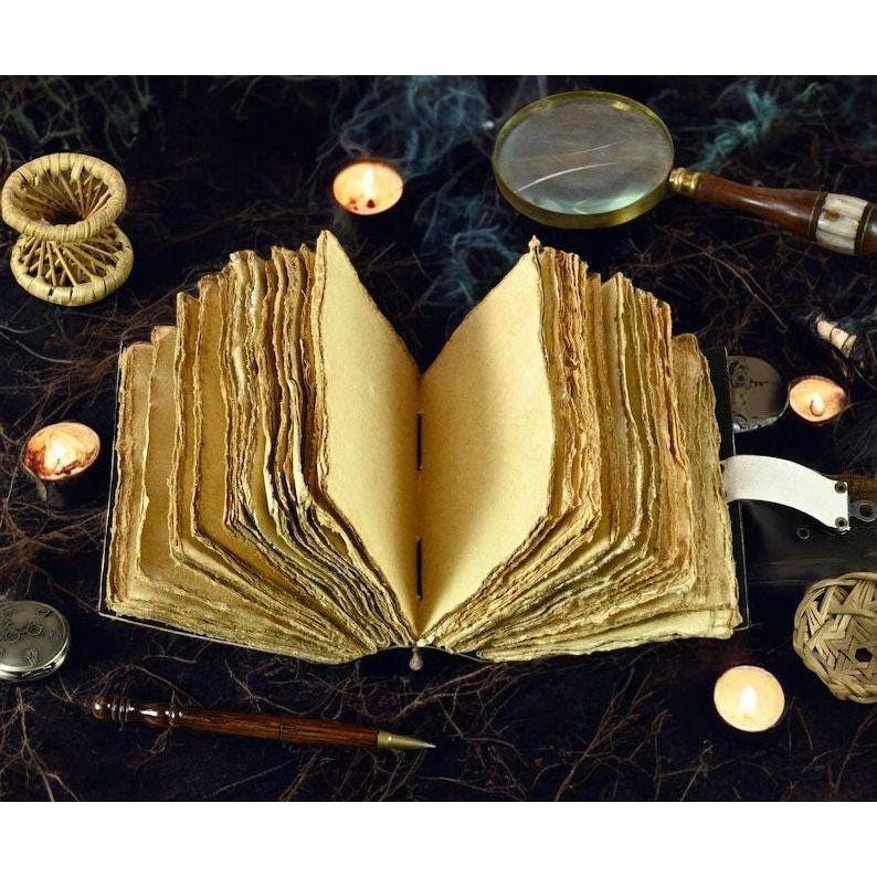 Vintage Leather Journal, Tree of Life Fat Journal, Blank Spell Book of Shadows Celestial Gifts For Him Her