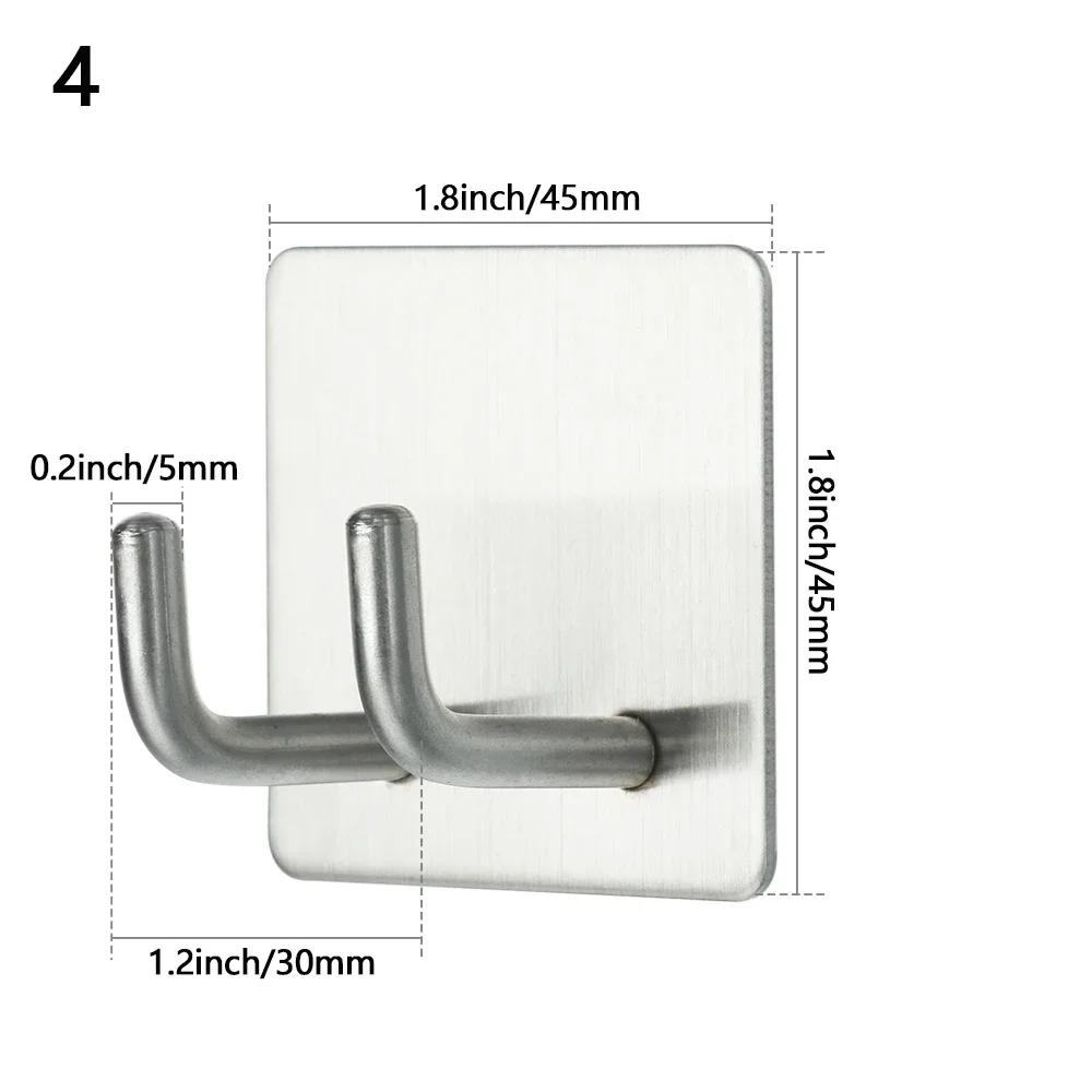 Robe Hook Wall Towel Hook Stainless Steel Coat Hook Rustproof Strong sticky Hook Hanger for Bathroom Kitchen Hardware