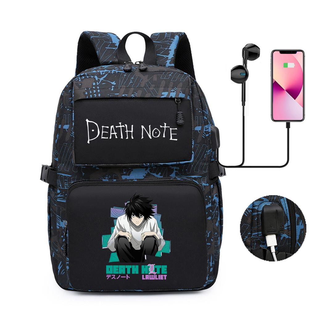 Riman Death Note Peripheral Backpack, Youth Student Schoolbag, Large-Capacity Outdoor Travel Backpack