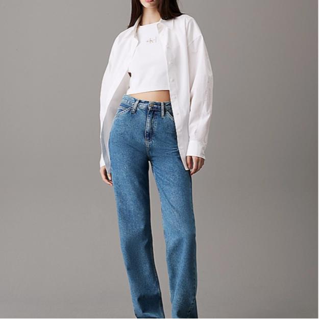 Calvin Klein Jeans Slim Fit Ribbed Cotton Crew Neck Short Sleeve T-Shirt Women Tops Bright-White J20J223552-YAF