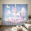 2Pcs Moon Cloud Dreamy Unicorn Rod Pocket Curtains Light Blocking Privacy Window Curtains For Living Room Bedroom Fairy Tale