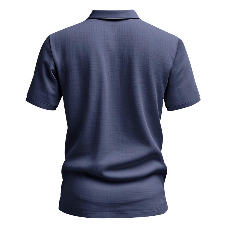 Men's Summer Half-Button Lapel Solid Color Loose Breathable Casual Short Sleeve Shirt