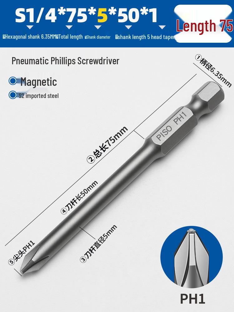 Hexagonal Magnetic Pneumatic Air Screwdriver, S2 1/4 Electric Bit Set